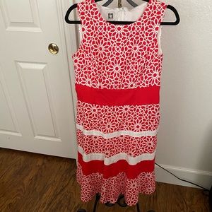 Coral mid length sleeveless dress